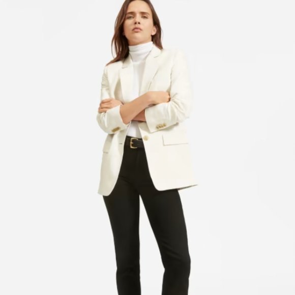 Everlane Cotton-Linen Blazer Off White Color Size 8 - Picture 1 of 15